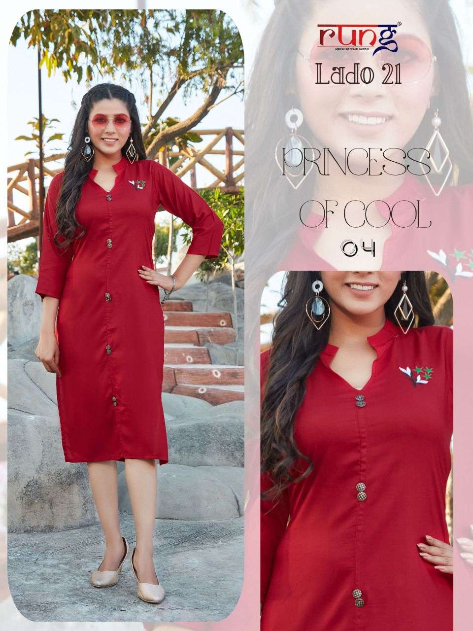 Rung Lado Vol 21 catalog   Heavy Rayon Designer Kurtis 