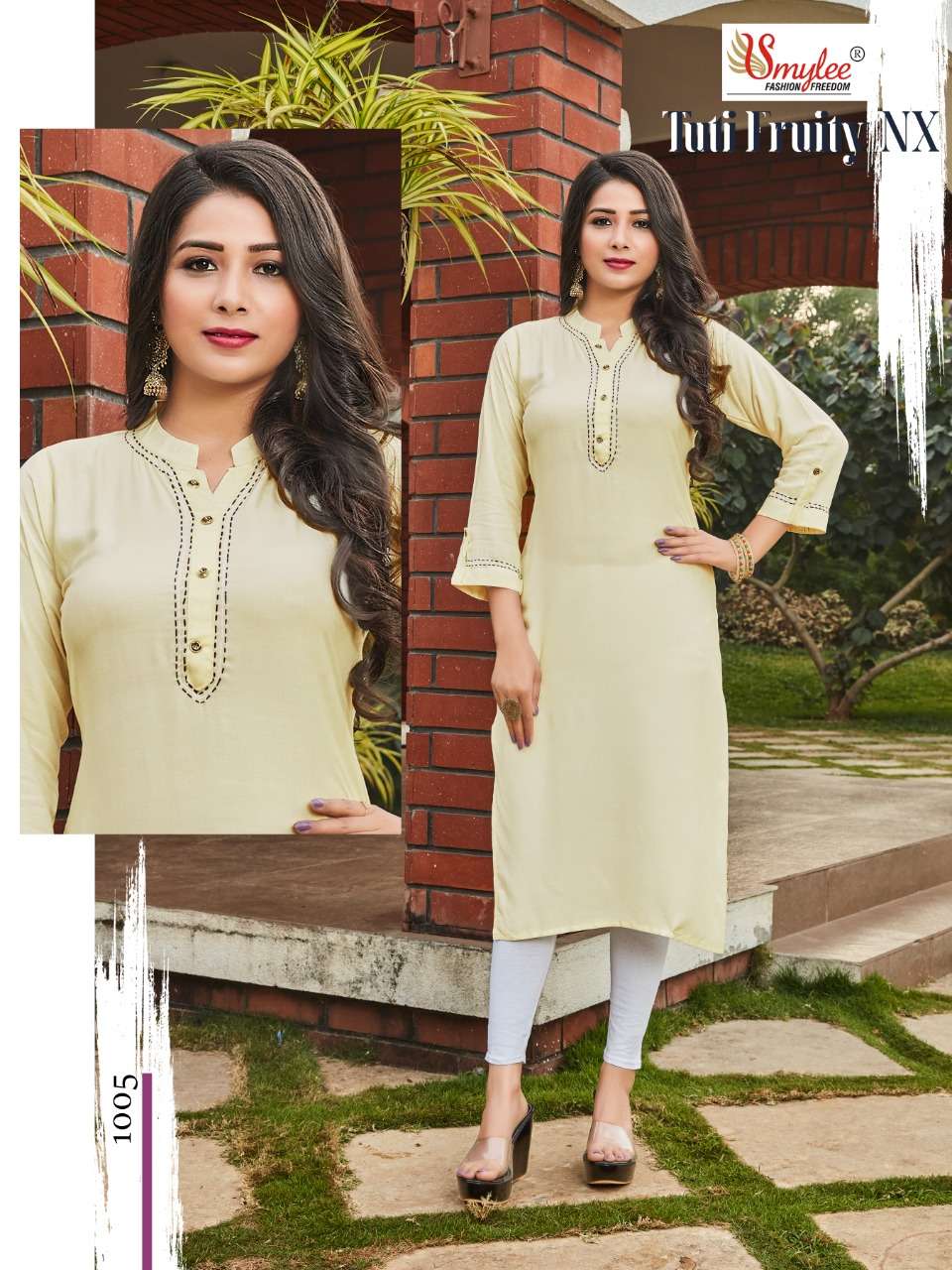 Rung Tuti Fruity Nx Catalog Fancy Wear Rayon Straight Cut Kurtis 