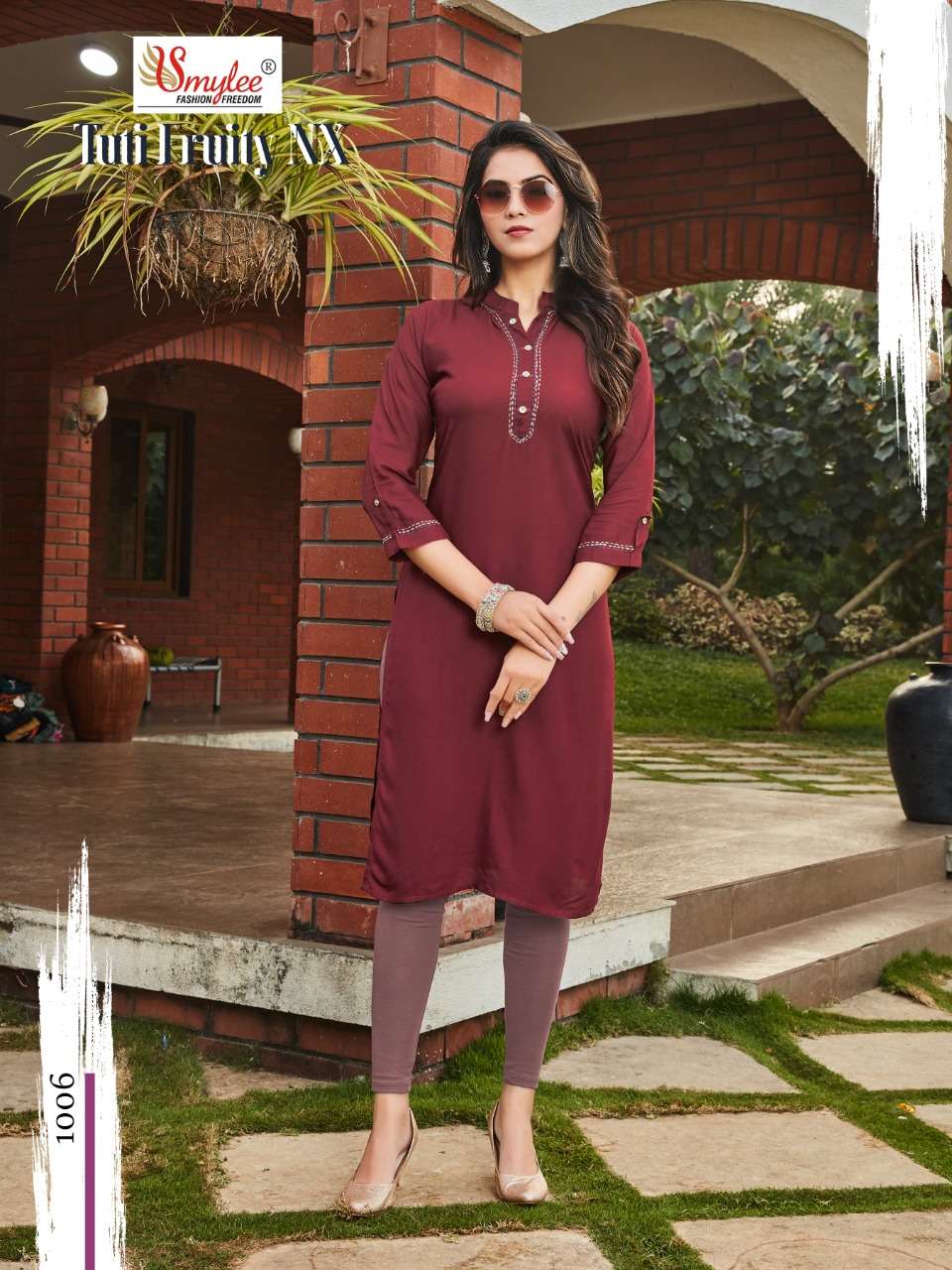 Rung Tuti Fruity Nx Catalog Fancy Wear Rayon Straight Cut Kurtis 