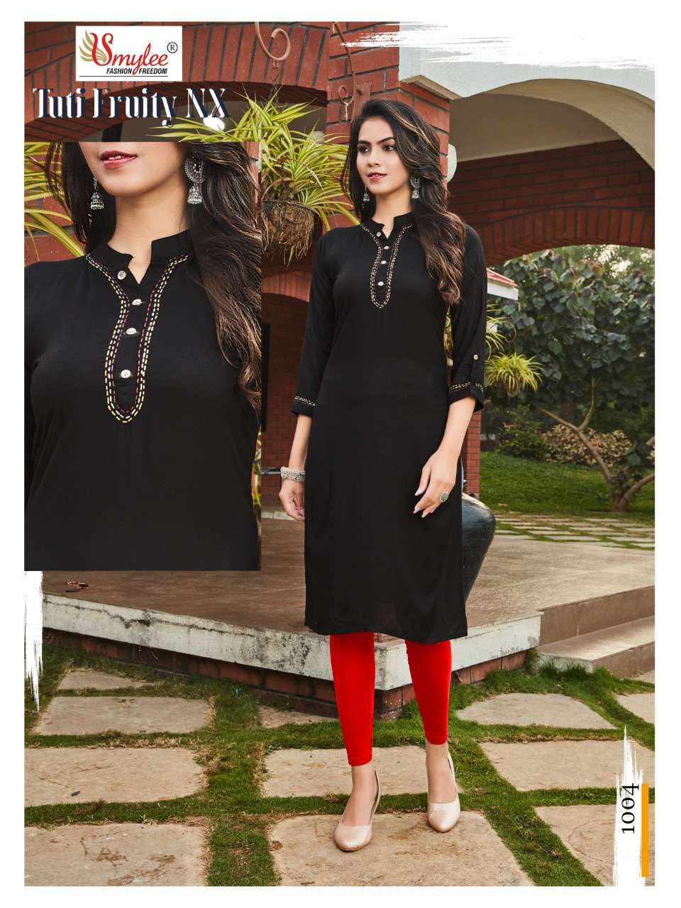 Rung Tuti Fruity Nx Catalog Fancy Wear Rayon Straight Cut Kurtis 