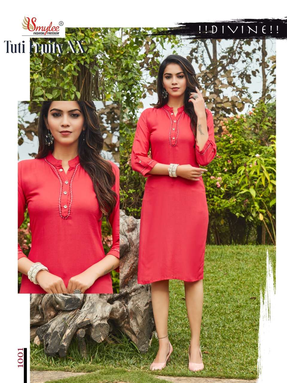 Rung Tuti Fruity Nx Catalog Fancy Wear Rayon Straight Cut Kurtis 
