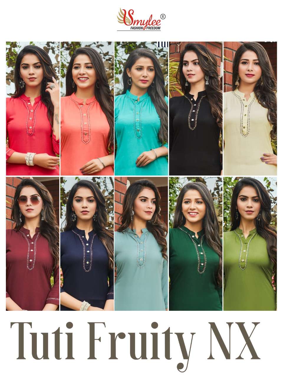 Rung Tuti Fruity Nx Catalog Fancy Wear Rayon Straight Cut Kurtis 