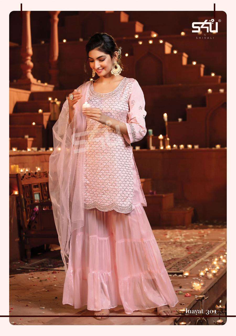 S4u Inayat Catalog Party Wear Georgette Top Bottom with Dupatta