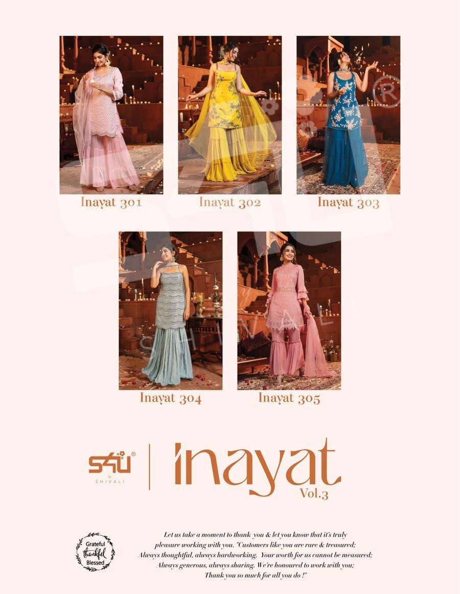 S4u Inayat Catalog Party Wear Georgette Top Bottom with Dupatta