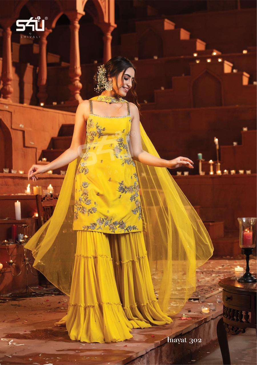 S4u Inayat Catalog Party Wear Georgette Top Bottom with Dupatta