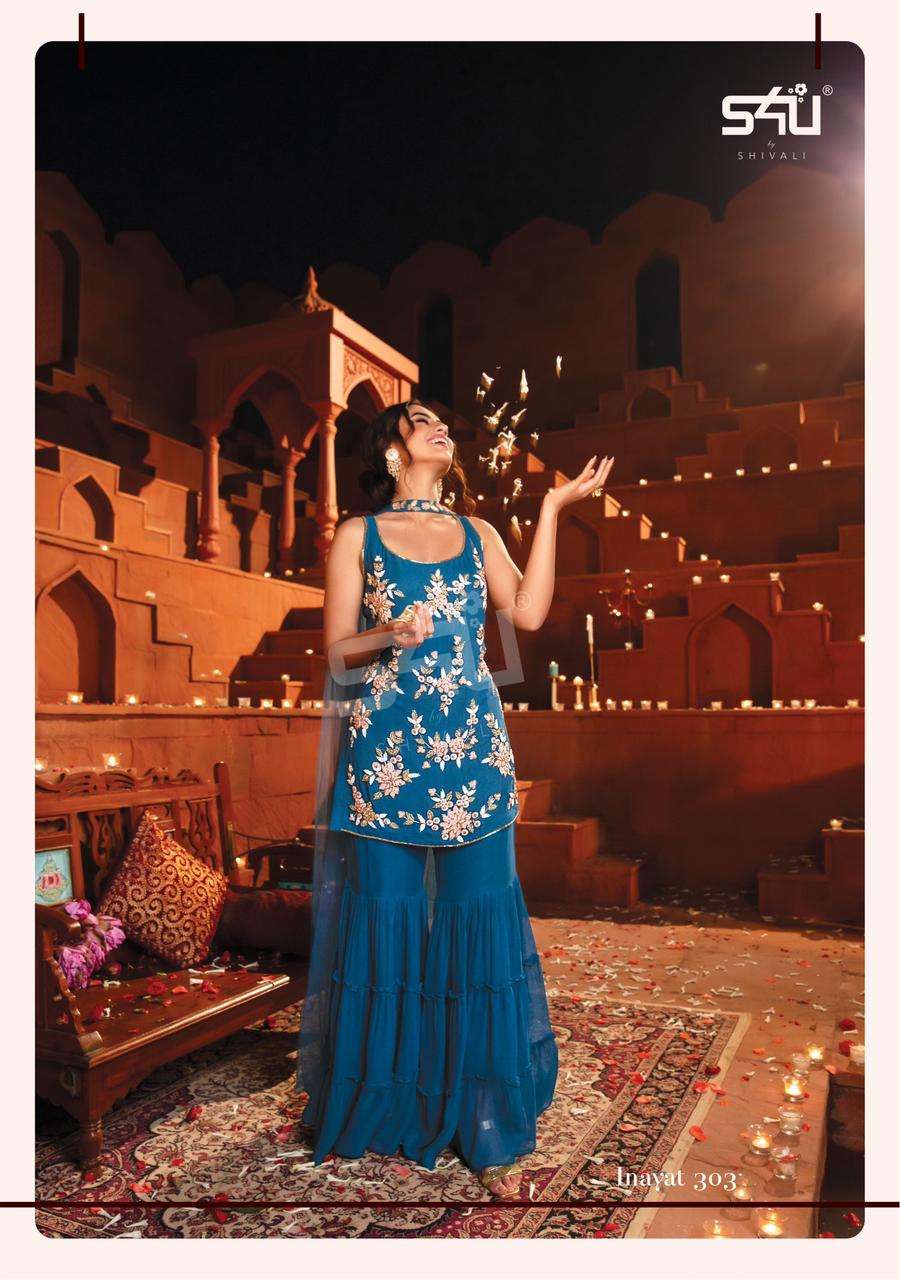 S4u Inayat Catalog Party Wear Georgette Top Bottom with Dupatta