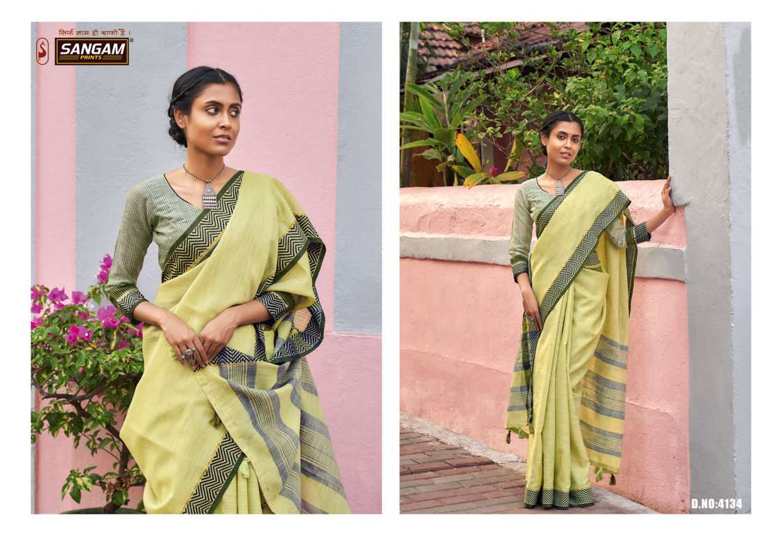Sangam Ethnic Style catalog  Linen Thread Work Saree 