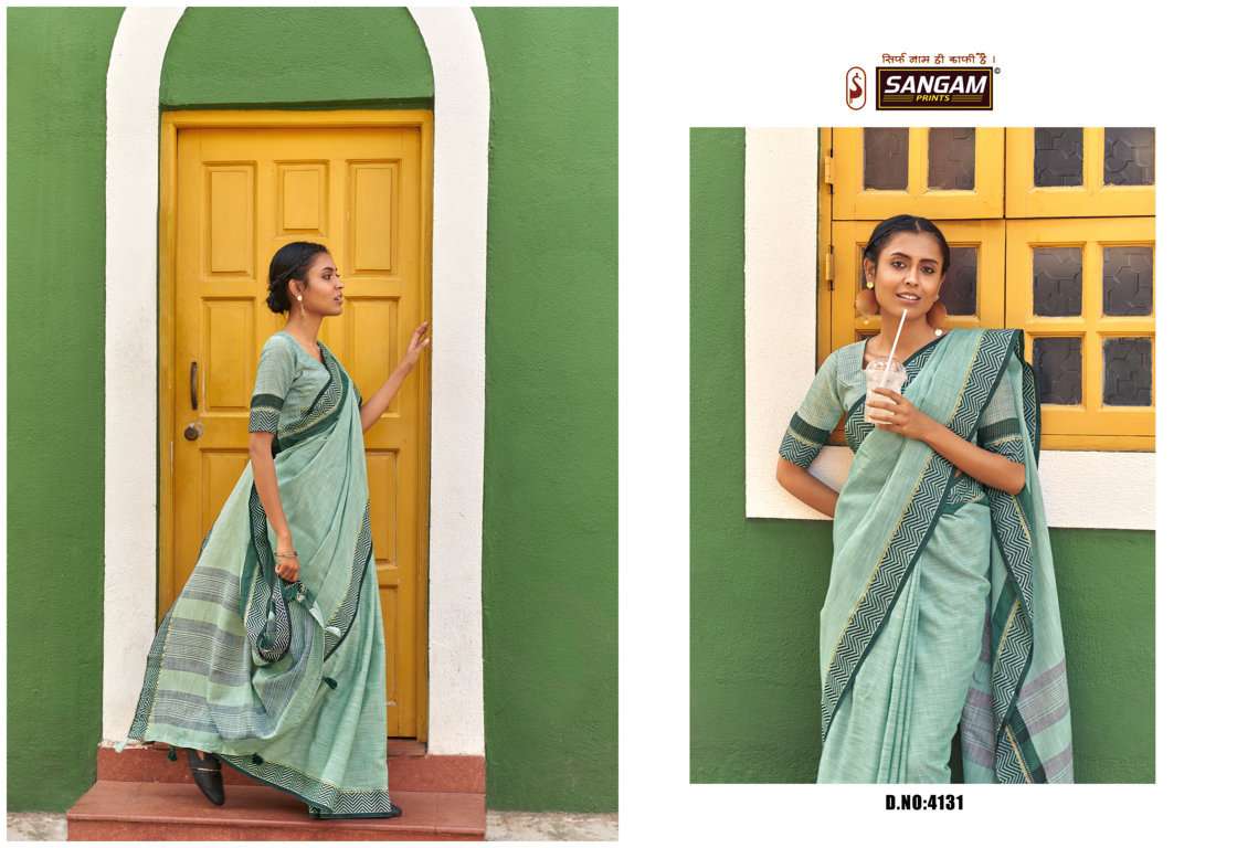 Sangam Ethnic Style catalog  Linen Thread Work Saree 