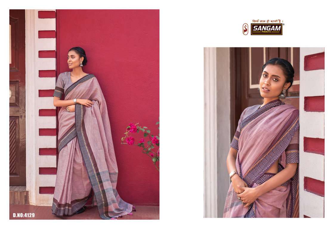 Sangam Ethnic Style catalog  Linen Thread Work Saree 