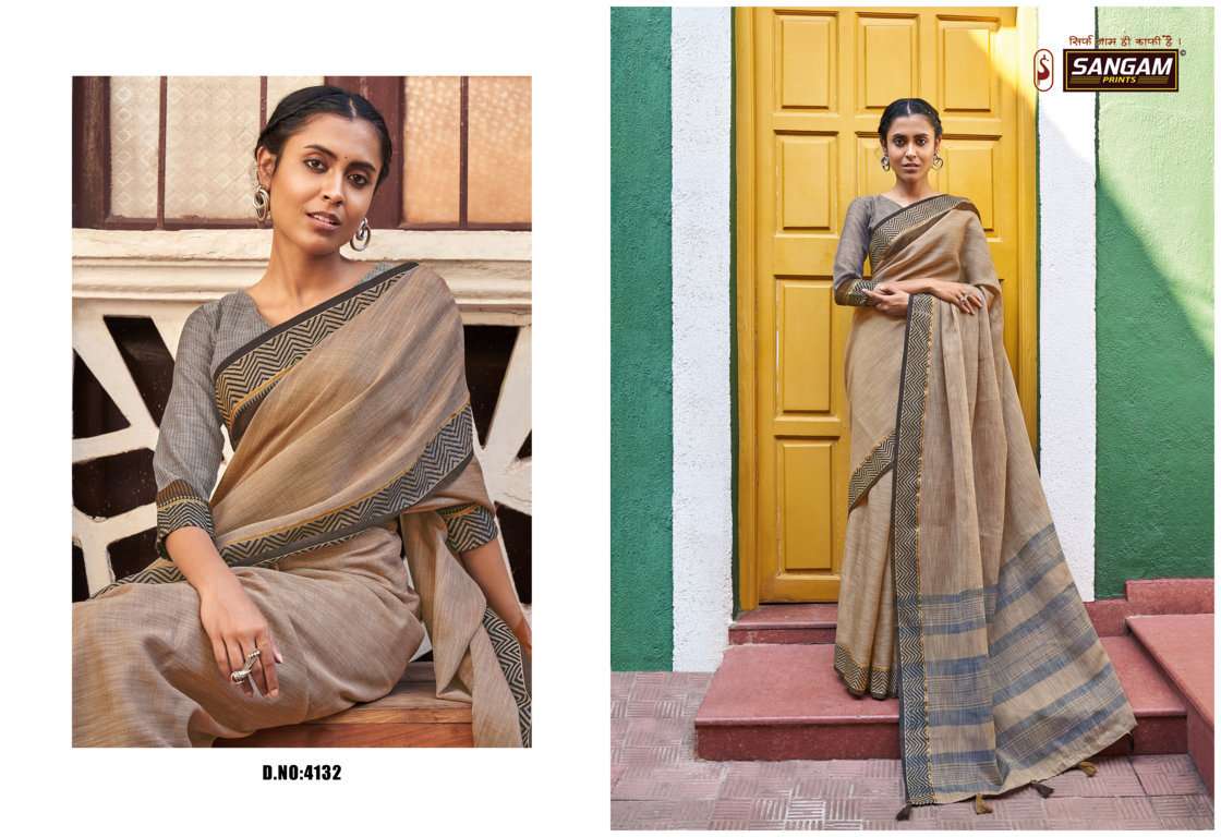 Sangam Ethnic Style catalog  Linen Thread Work Saree 