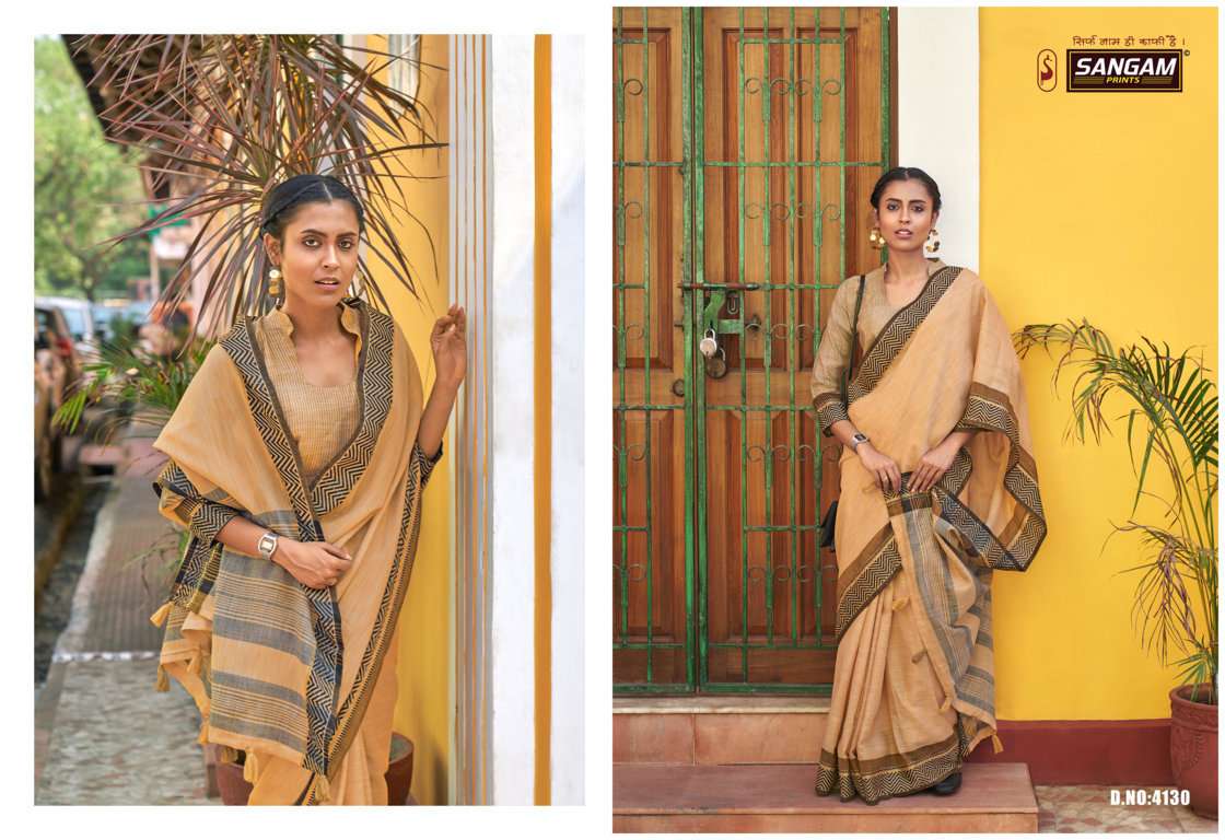 Sangam Ethnic Style catalog  Linen Thread Work Saree 