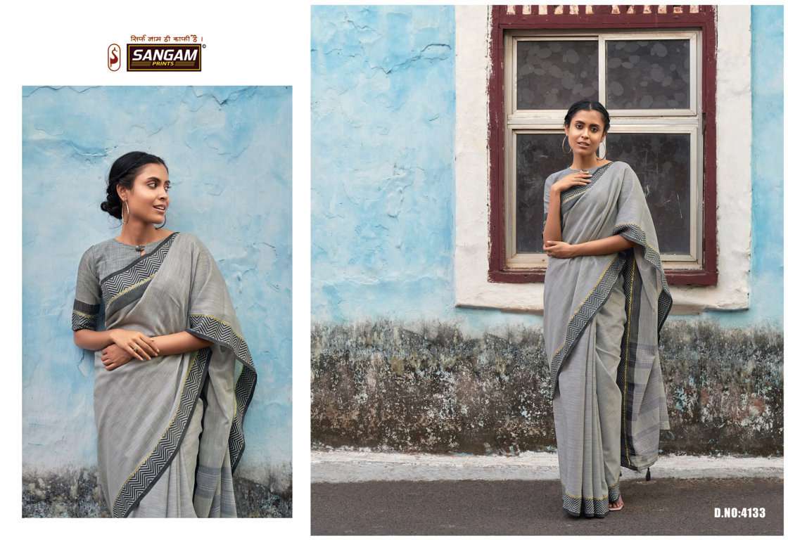 Sangam Ethnic Style catalog  Linen Thread Work Saree 
