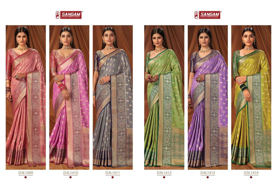 Sangam Naveli Silk Catalog Festive Wear Handloom Silk Sarees 