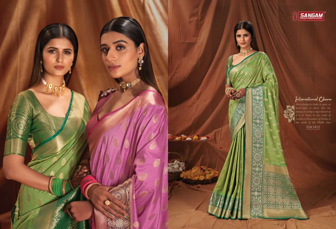 Sangam Naveli Silk Catalog Festive Wear Handloom Silk Sarees 