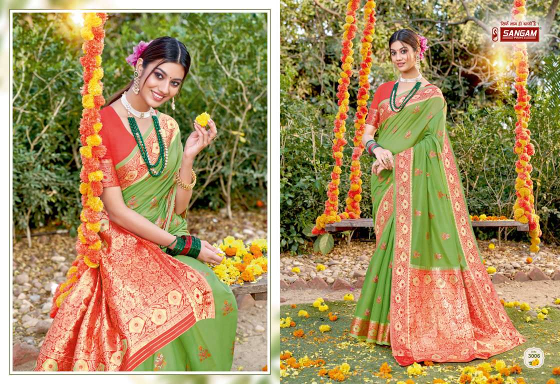 Sangam Subh Milan catalogue Cotton Zari Weaving Sarees 