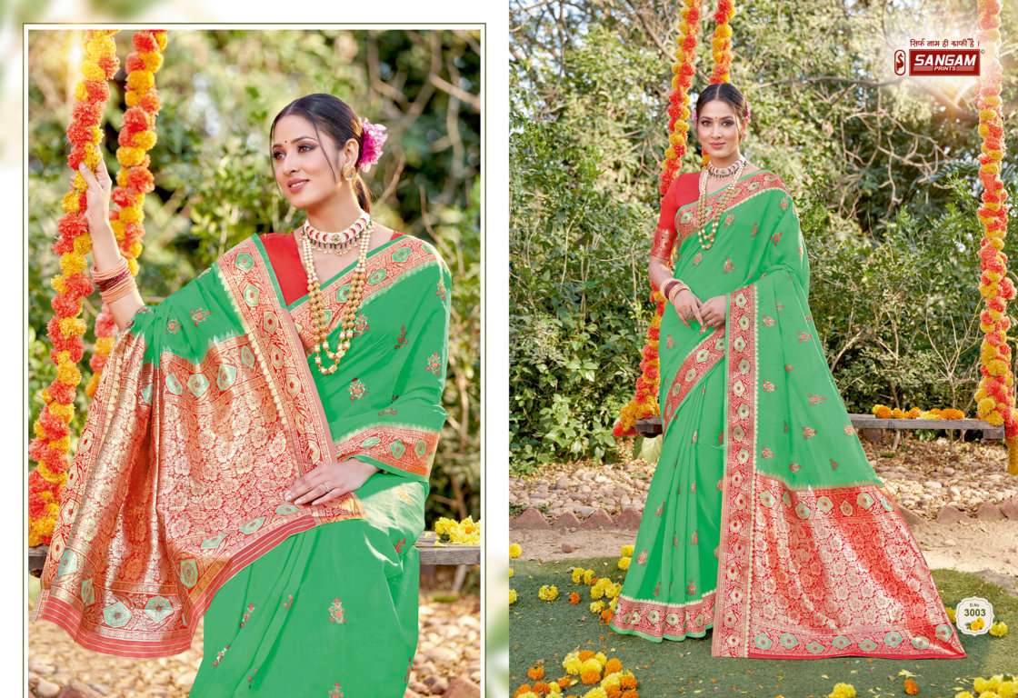 Sangam Subh Milan catalogue Cotton Zari Weaving Sarees 