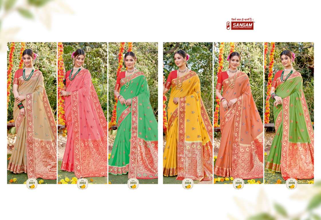 Sangam Subh Milan catalogue Cotton Zari Weaving Sarees 