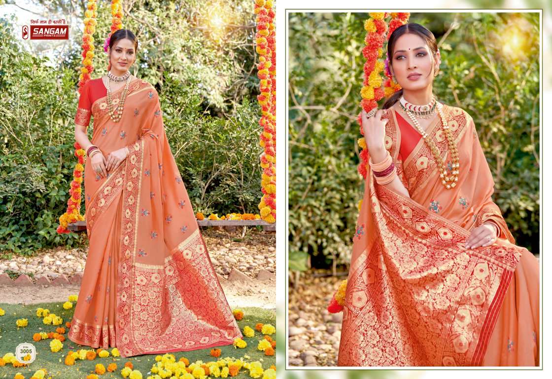 Sangam Subh Milan catalogue Cotton Zari Weaving Sarees 