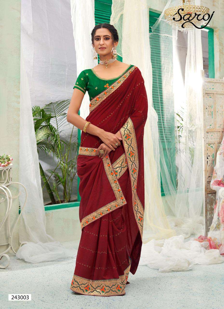 Saroj Surili Catalog Traditional Wear Vichitra Silk Sarees 