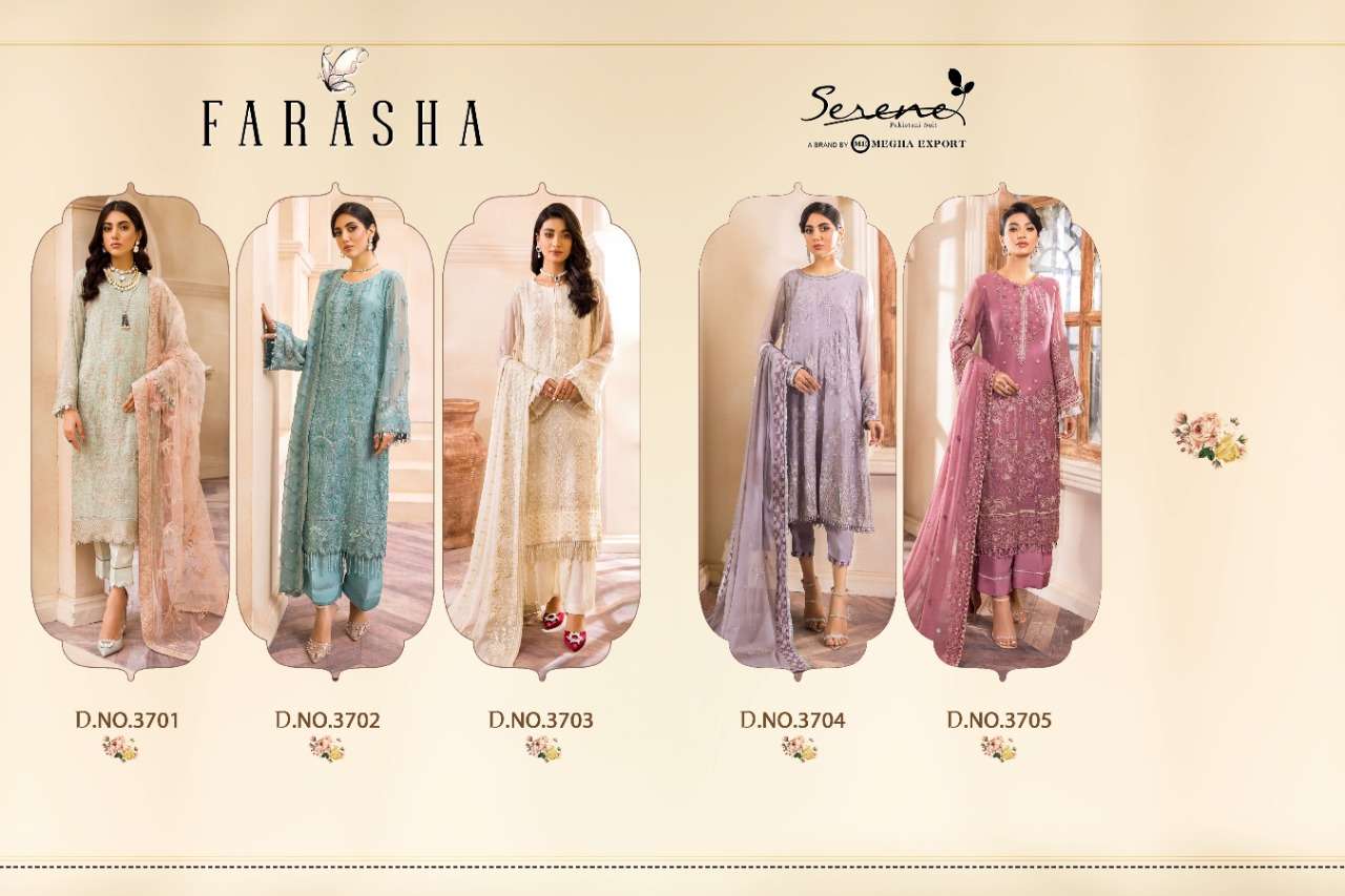 Serene Farasha catalog  Embroidery Georgette Pakistani Salwar suits