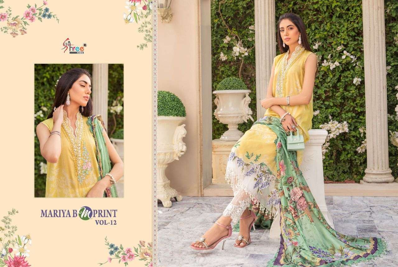 Shree Mariya B M Print vol 12 catalog Cotton print Embroidery Pakistani Salwar Kameez