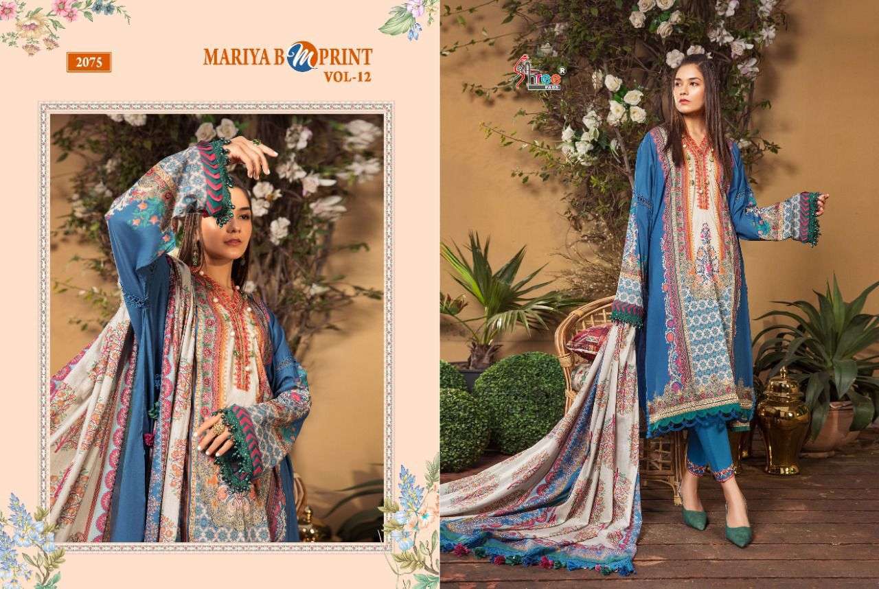 Shree Mariya B M Print vol 12 catalog Cotton print Embroidery Pakistani Salwar Kameez