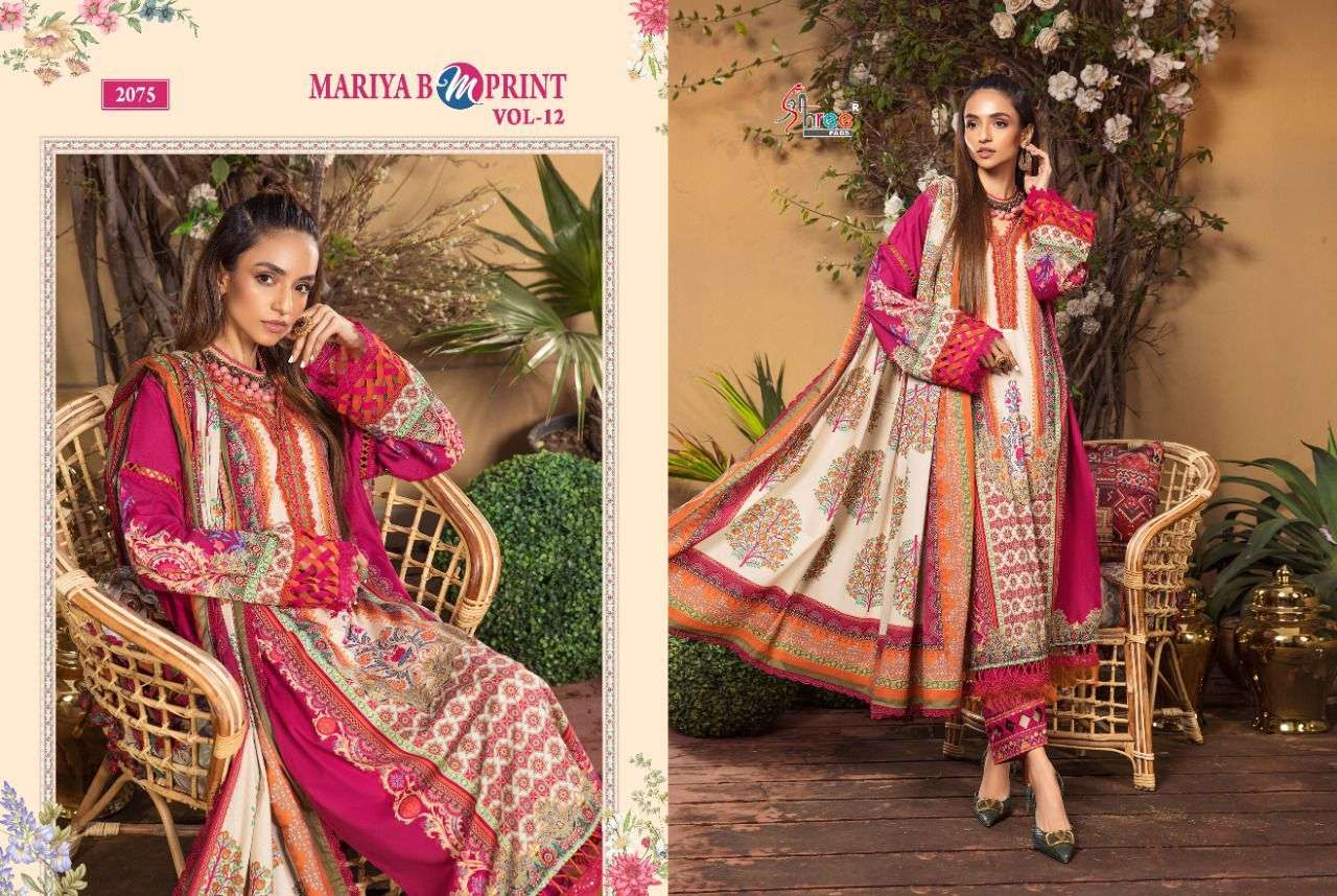 Shree Mariya B M Print vol 12 catalog Cotton print Embroidery Pakistani Salwar Kameez