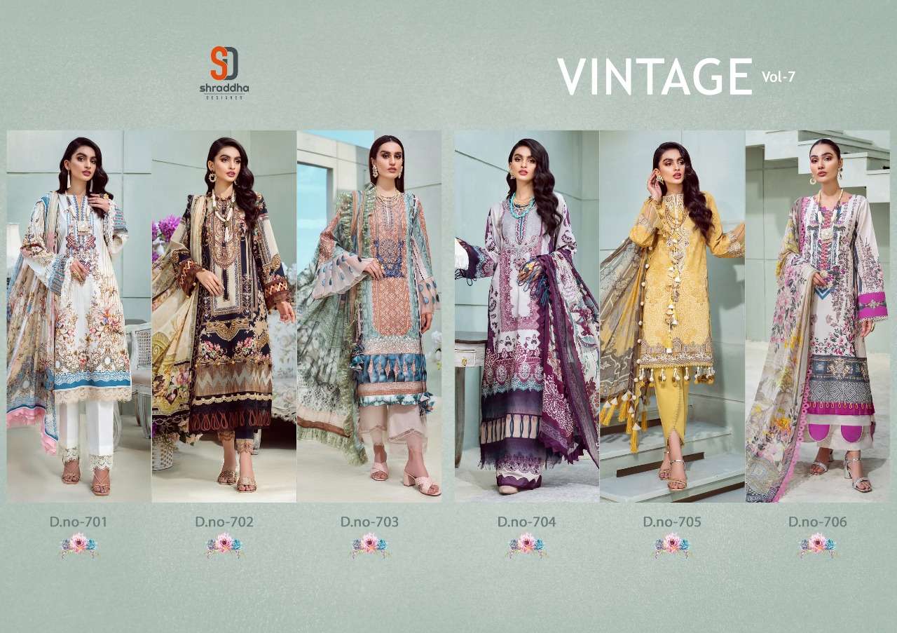 Shraddha Vintage vol 7 catalog Printed Lawn  cotton  Karachi Dress Materials 