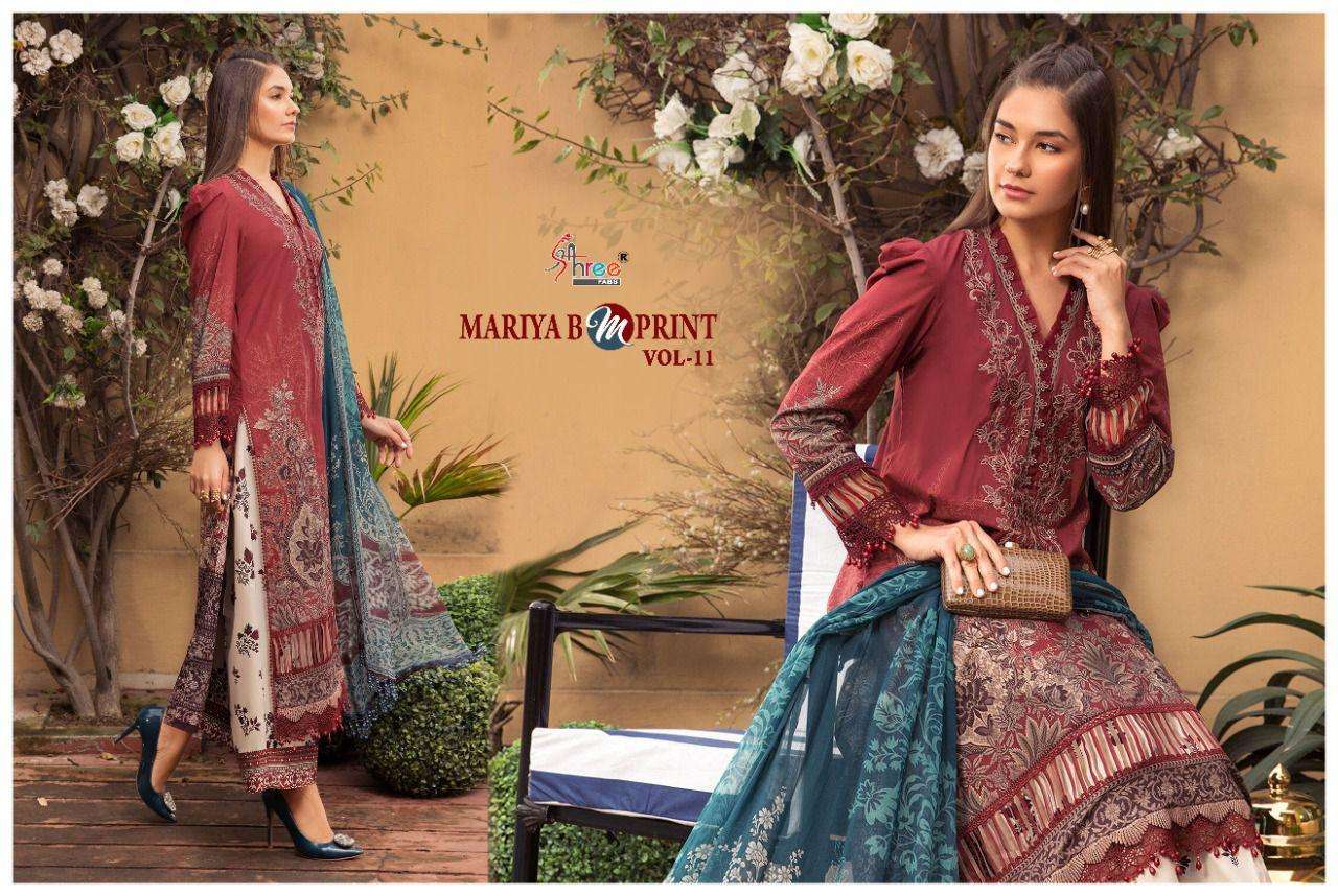 Shree Mariya B MPrint vol 11 catalog  Embroidery Wholesale Pakistani Salwar suits 