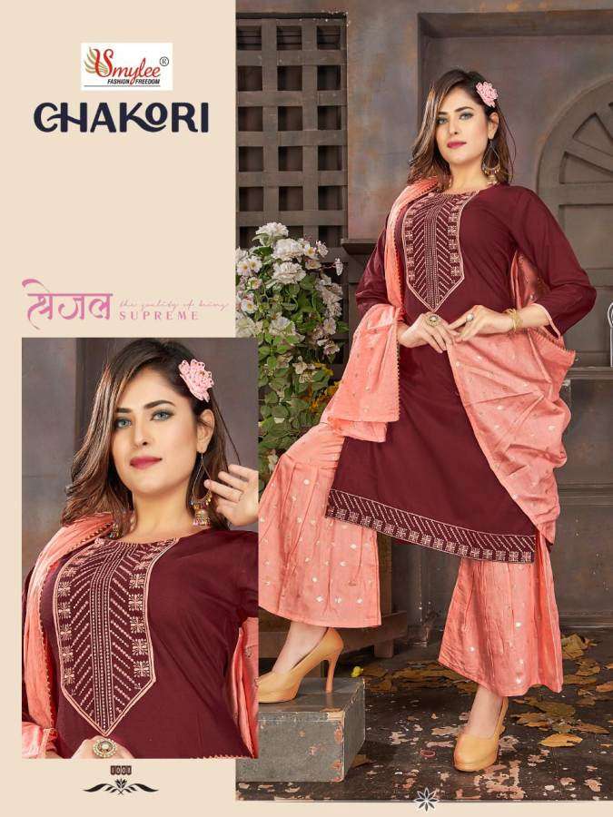 Buy NUD Cranberry Magenta Crush Overlapped Anarkali Kurta with Dupatta (Set  of 2) online