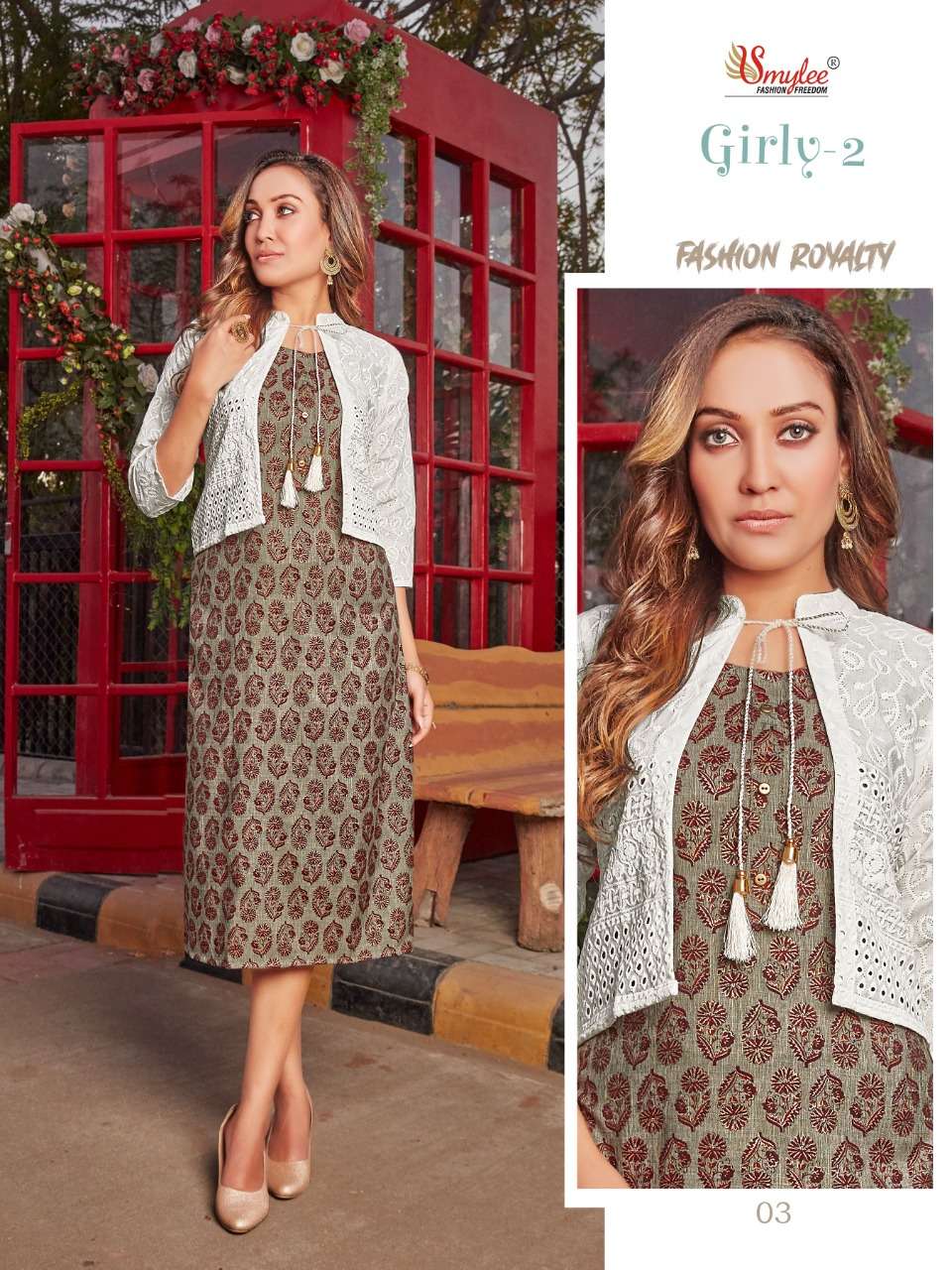 Smylee Girly vol 2 catalog Designer Rayon Kurti With Jacket