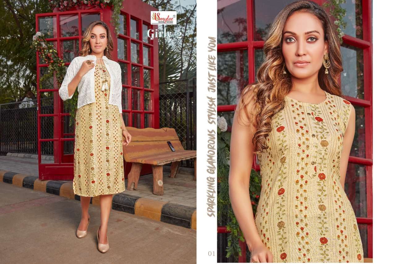 Smylee Girly vol 2 catalog Designer Rayon Kurti With Jacket