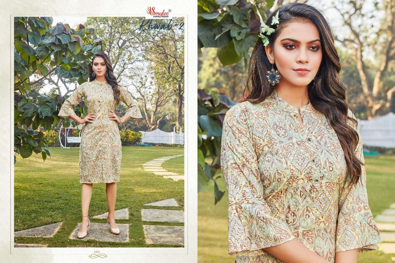 Smylee Khwab vol 2 catalog  Rayon  printed casual wear Kurtis 