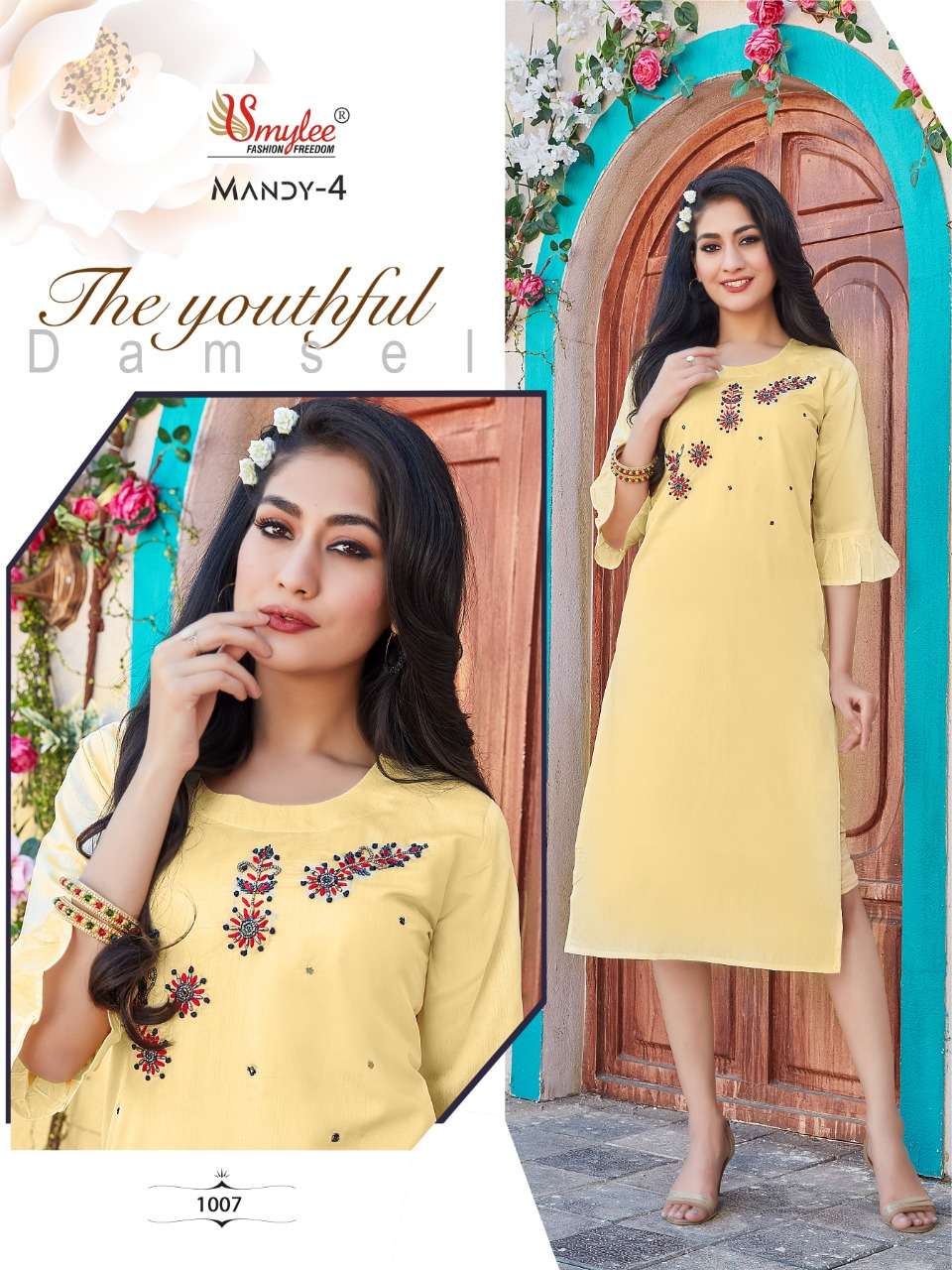 Smylee Mandy Vol 4 Catalog Fancy Wear Silk Handwork Kurtis