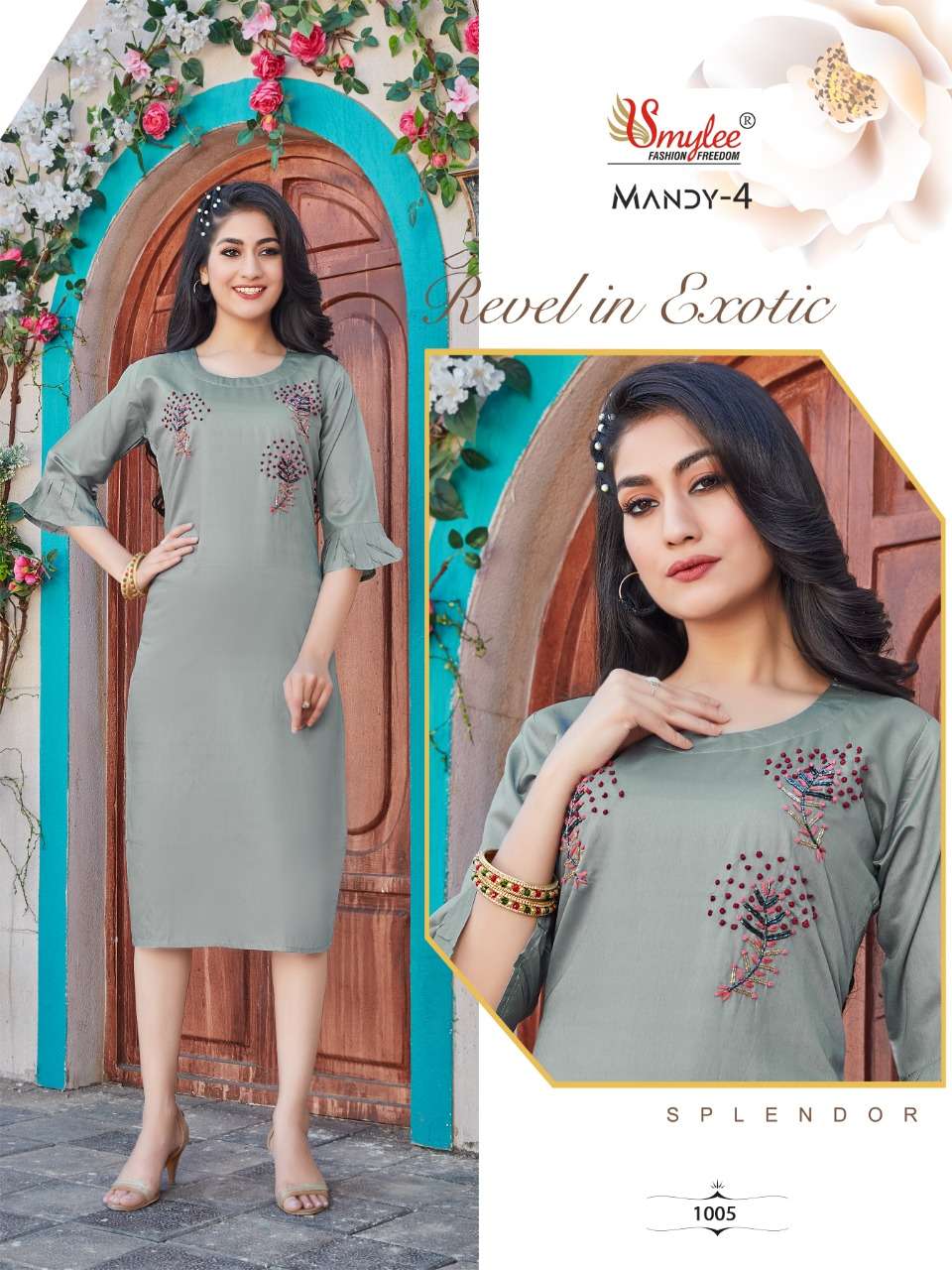 Smylee Mandy Vol 4 Catalog Fancy Wear Silk Handwork Kurtis