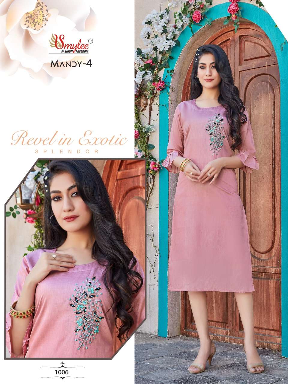 Smylee Mandy Vol 4 Catalog Fancy Wear Silk Handwork Kurtis