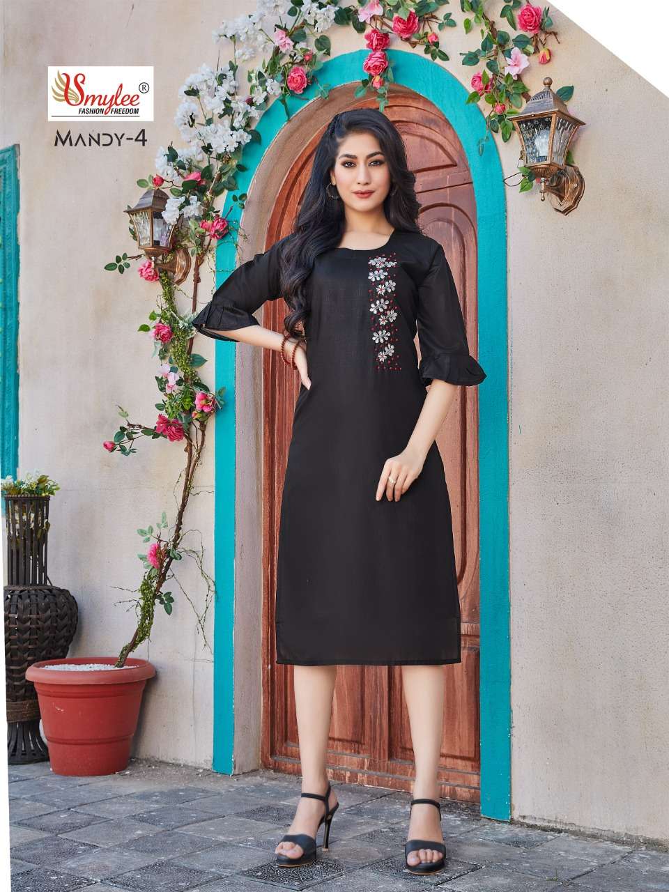 Smylee Mandy Vol 4 Catalog Fancy Wear Silk Handwork Kurtis