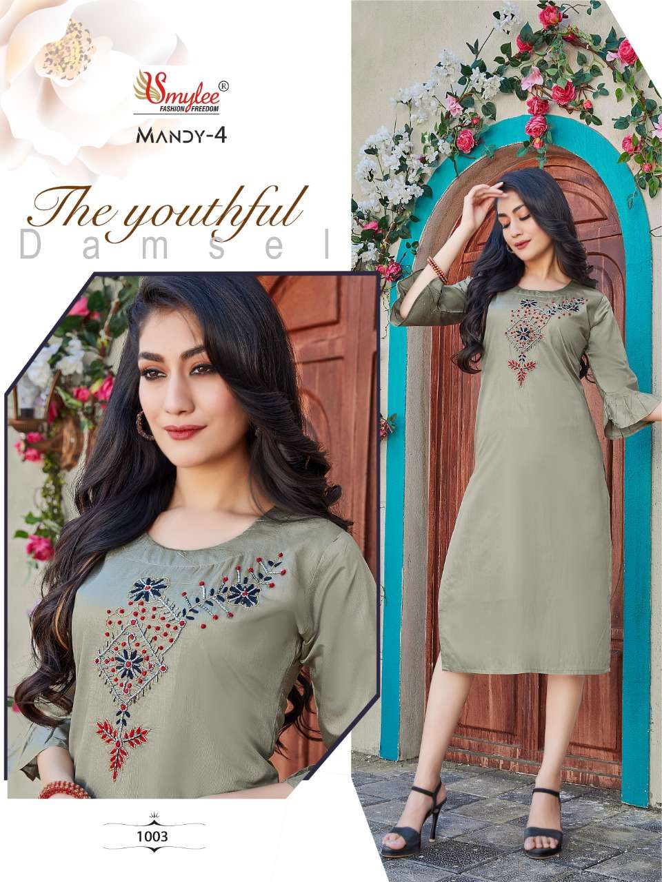 Smylee Mandy Vol 4 Catalog Fancy Wear Silk Handwork Kurtis