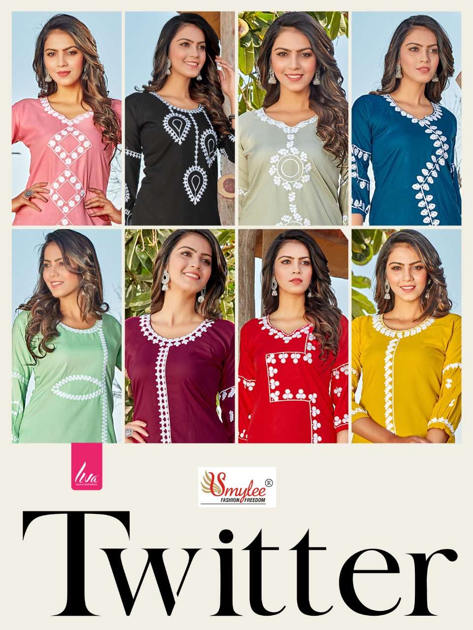 Smylee Twitter Catalog Rayon Embroidery Western Wear Tops 