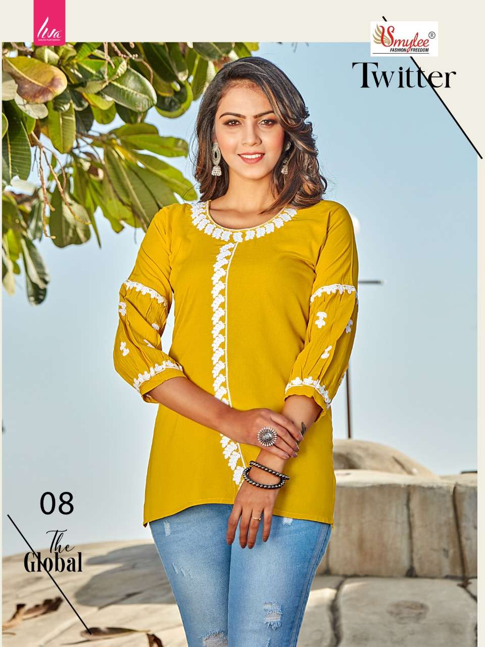 Smylee Twitter Catalog Rayon Embroidery Western Wear Tops 