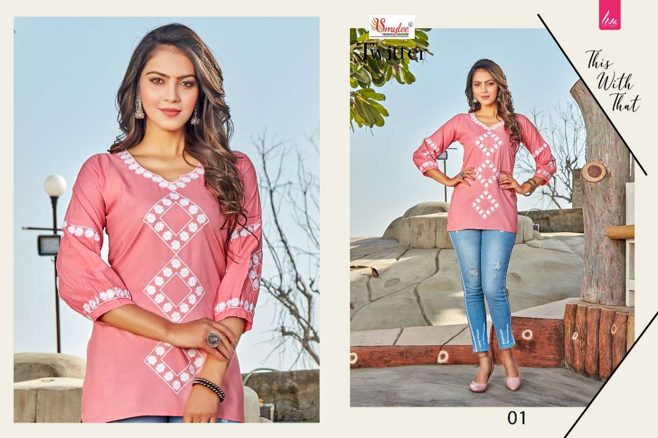 Smylee Twitter Catalog Rayon Embroidery Western Wear Tops 