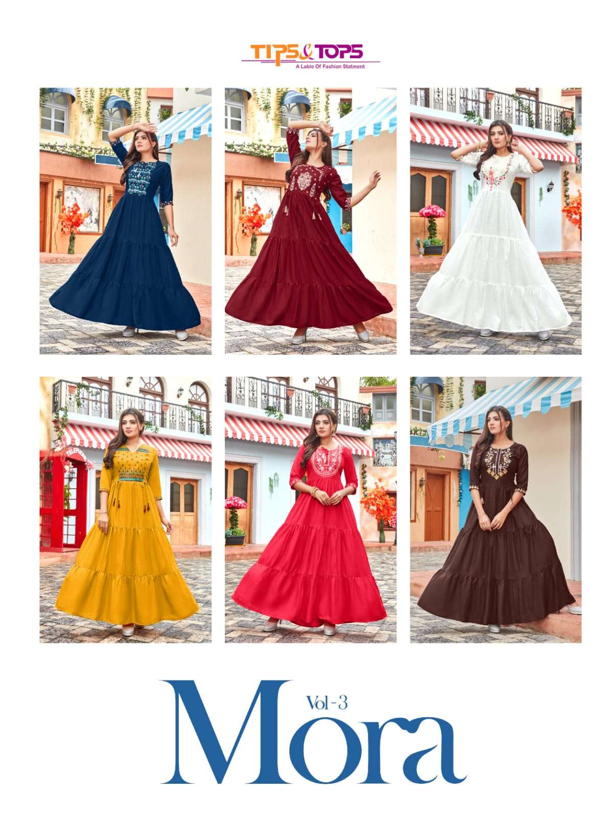 Tips & Tops Mora Vol 3 Catalog Party Wear Long Gowns
