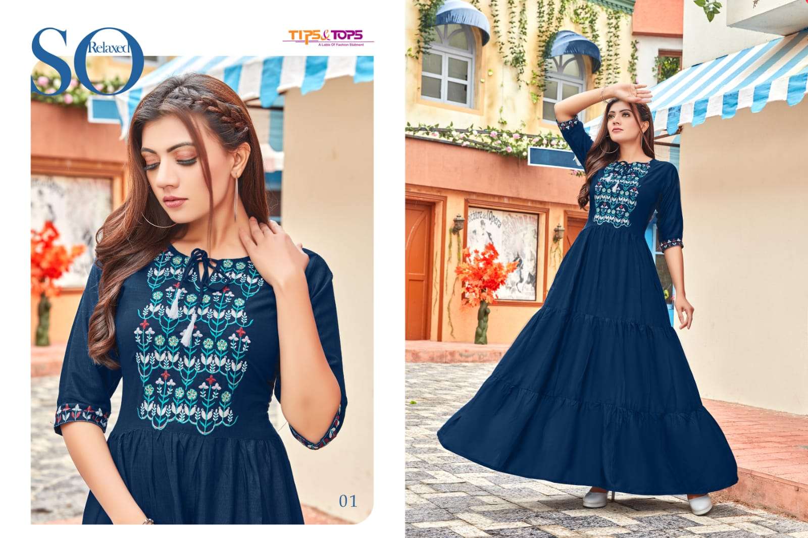 Tips & Tops Mora Vol 3 Catalog Party Wear Long Gowns