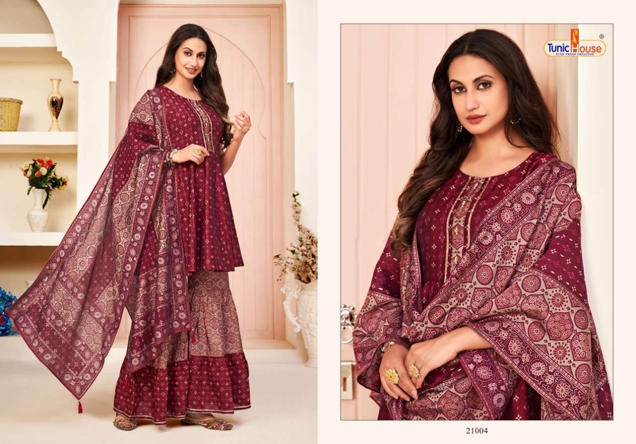 Tunic House Harlin Vol 2 Catalog Designer Wear Readymade Top Sharara With Dupatta