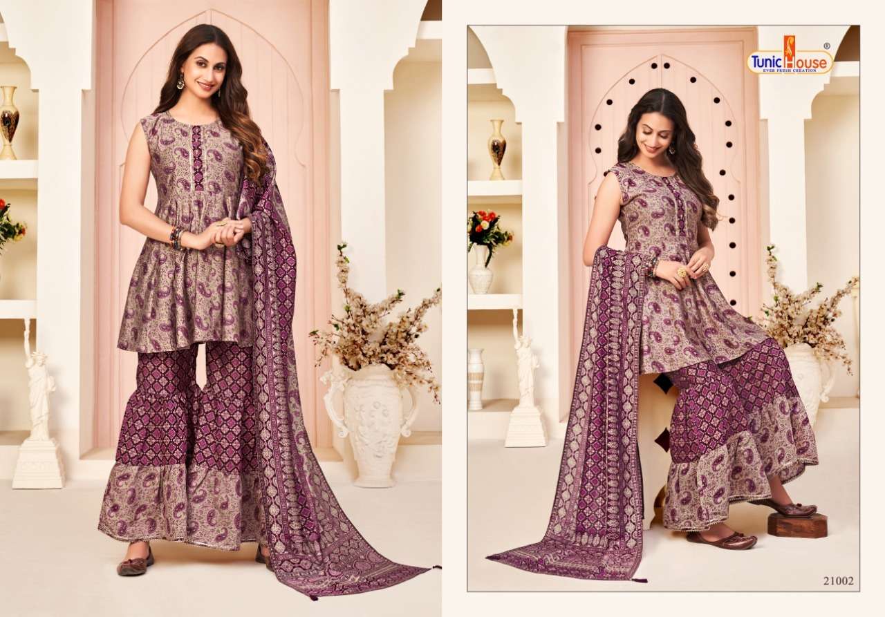Tunic House Harlin Vol 2 Catalog Designer Wear Readymade Top Sharara With Dupatta