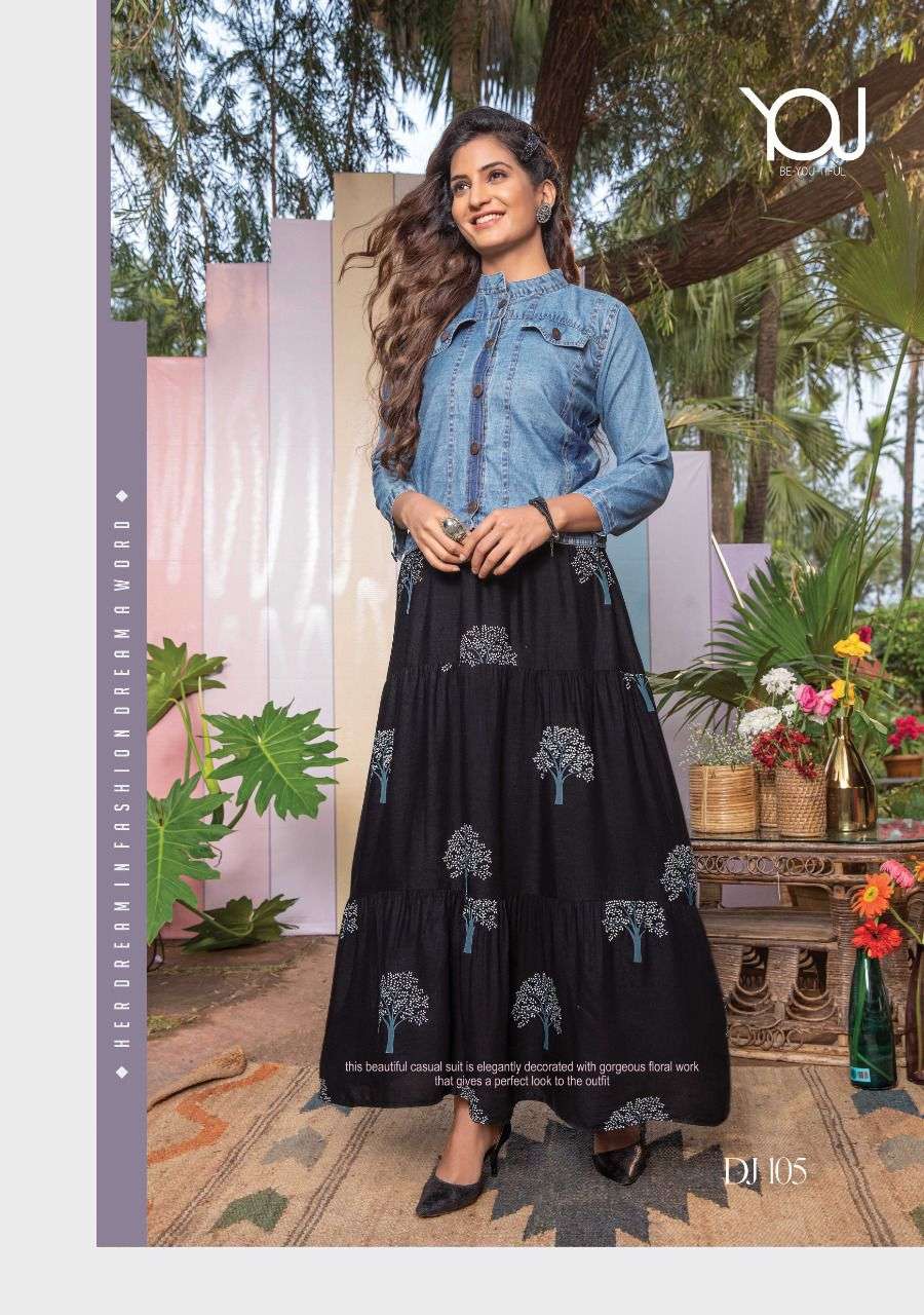 Pure Cotton Denim Kurti with Embroidery Work on dvanza - dvz0003438