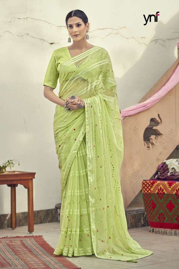 Ynf Sunny Sequence catalogue Fancy Wear Satin Saree 