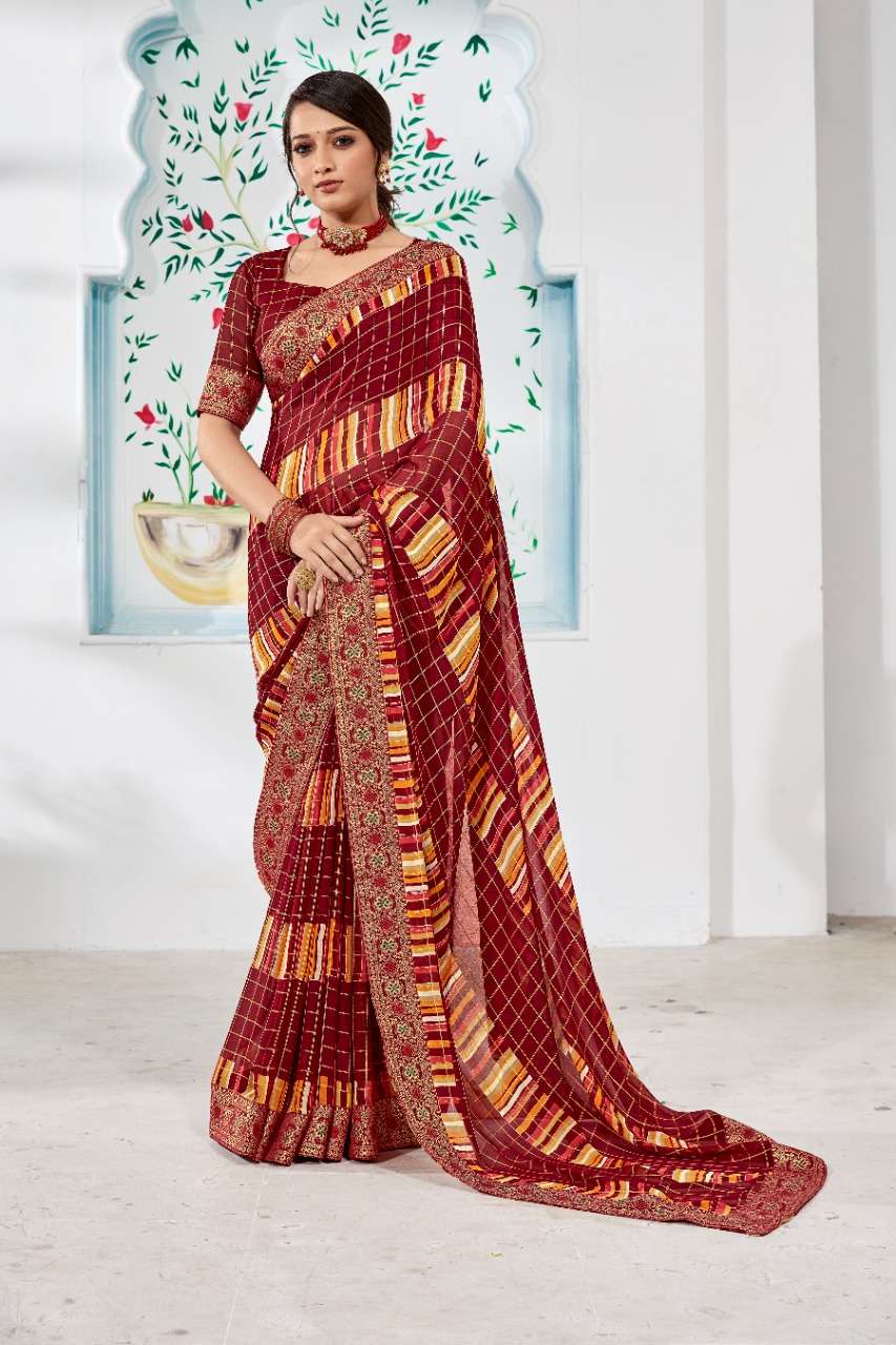 Ynf Tartan Silk Catalog  Casual Wear Georgette Printed Sarees
