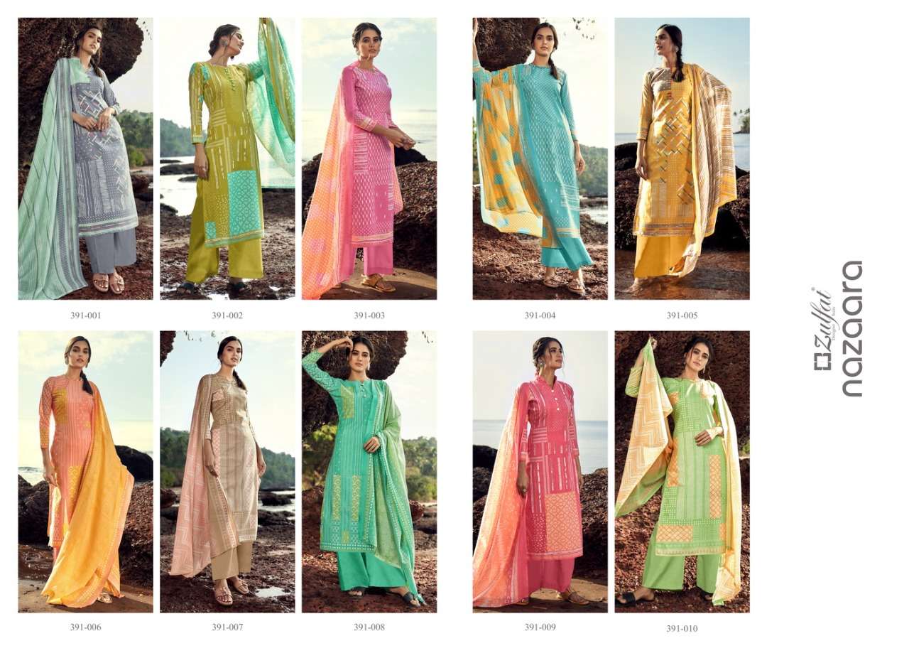 Zulfat Nazaara Catalog Pure Cotton Regular Wear Unstitched Dress Materials