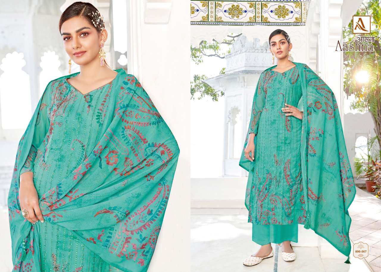 Alok Aashna Catalog Fancy Wear Pure Georgette Printed Ladies Dress Materials 